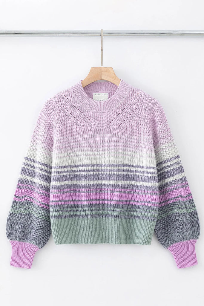 Aleger Cashmere | Chunky Ombre Balloon Sleeve Sweater | Mauve Moss