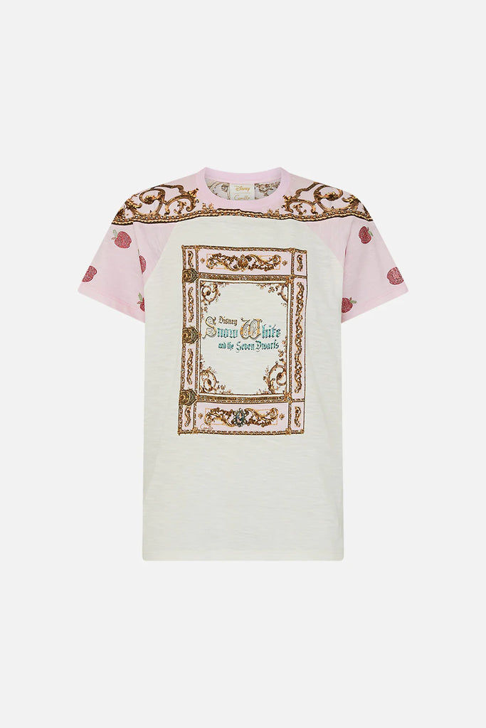 Camilla | Just One Bite Snow White Fitted Panelled T-Shirt