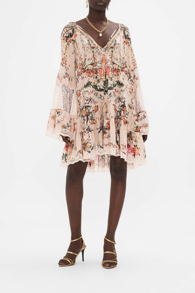 Camilla | Rose Garden Revolution A-Line Gathered Panel Dress W/Lace