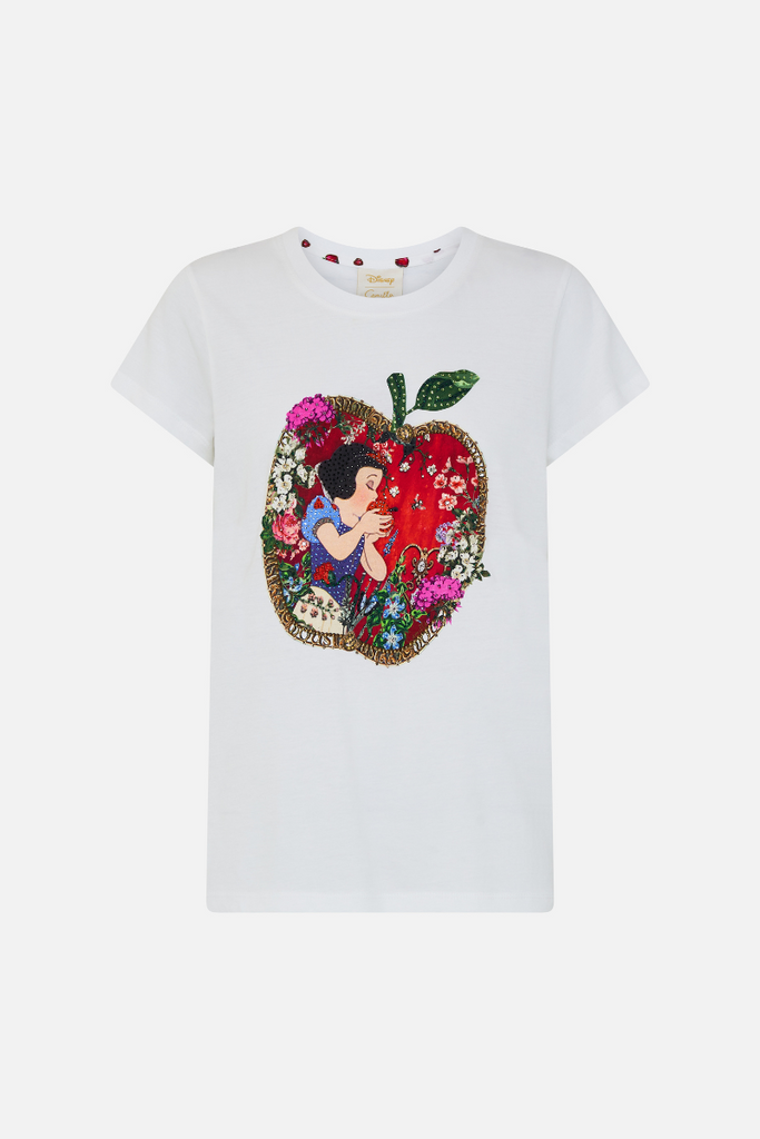 Camilla | Happily Ever After Slim Fit Round Neck T-Shirt | White