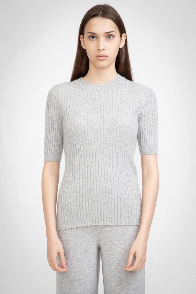 Aleger Cashmere | 100% Cashmere Polar Grey Short Sleeve T