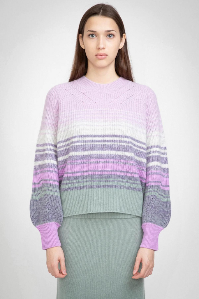 Aleger Cashmere | Chunky Ombre Balloon Sleeve Sweater | Mauve Moss