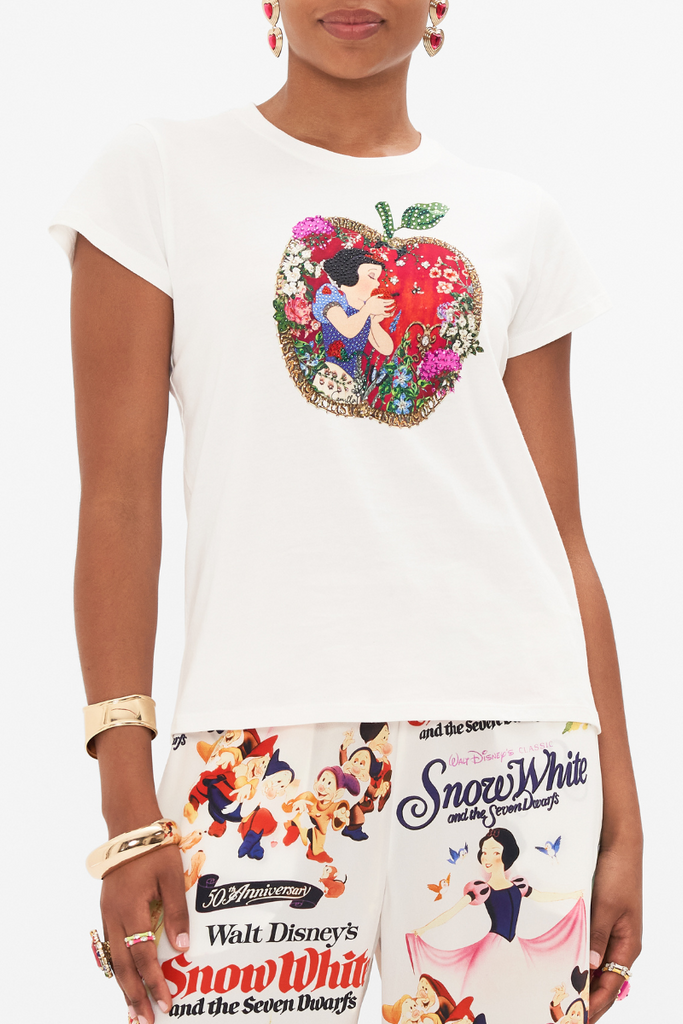 Camilla | Happily Ever After Slim Fit Round Neck T-Shirt | White