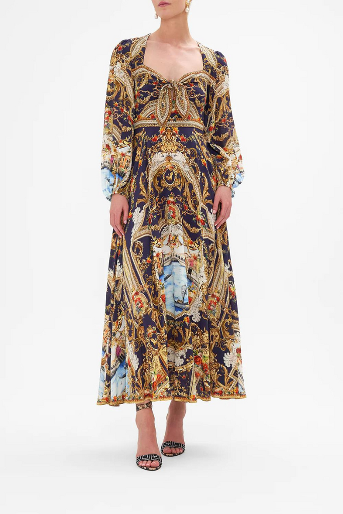 Camilla | Venice Vignette Tie Front Mid Sleeve Dress