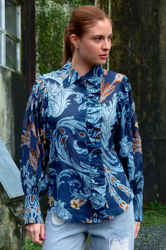Coop | Truffle Ruffle Shirt | Navy