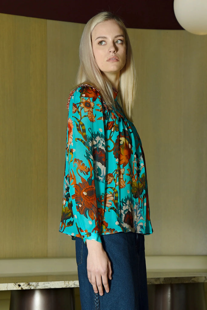 Cooper | Shirr Thing Top | Blue Floral