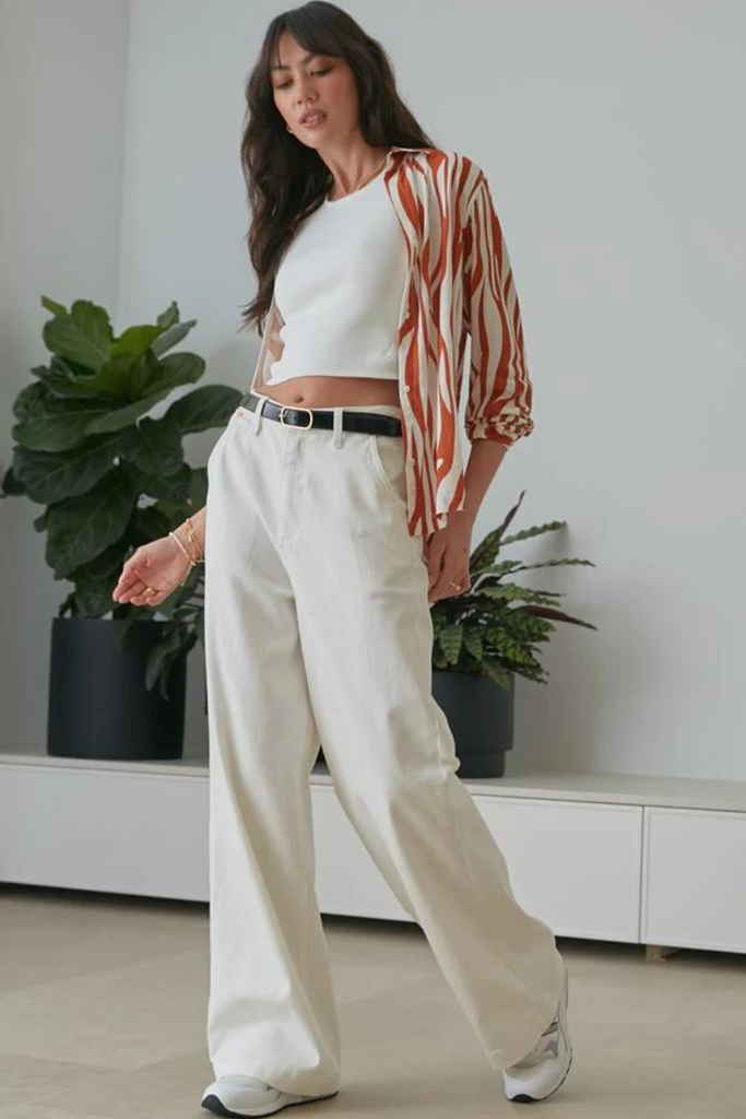 Dricoper | Mila Ivory Mid Rise Palazzo Jeans