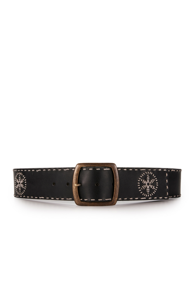 Estilo Emporio | Wide Embroidered Belt | Black