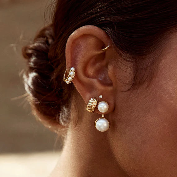 Fairley | Double Pearl Ear Jackets Gold