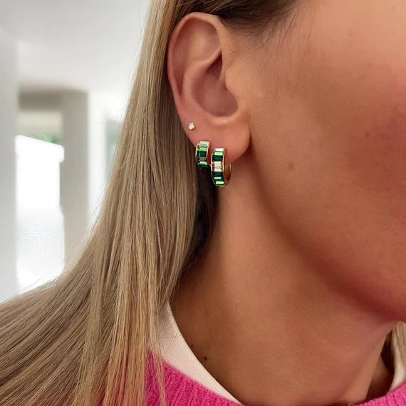 Fairley | Green Ombre Midi Hoops