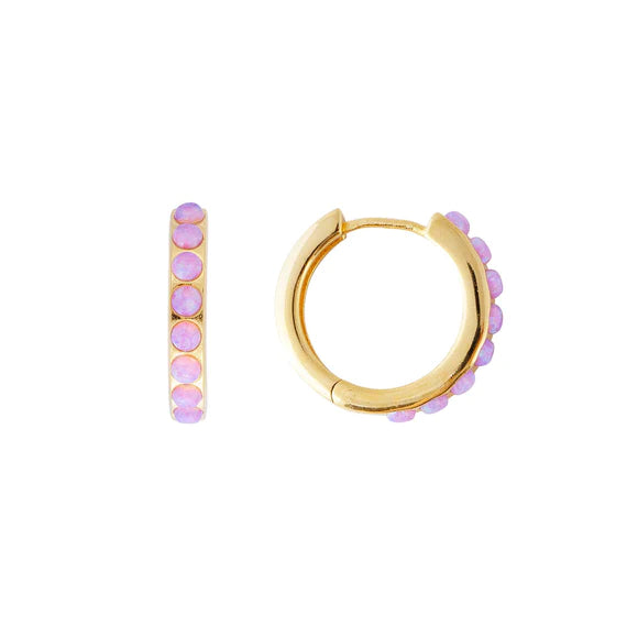 Fairley | Pink Opal Crystal Midi Hoops