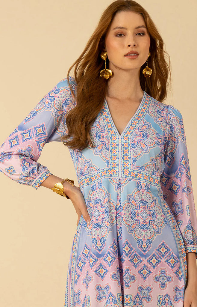 Hale Bob | Sevyn V-Neck Dress | Blue