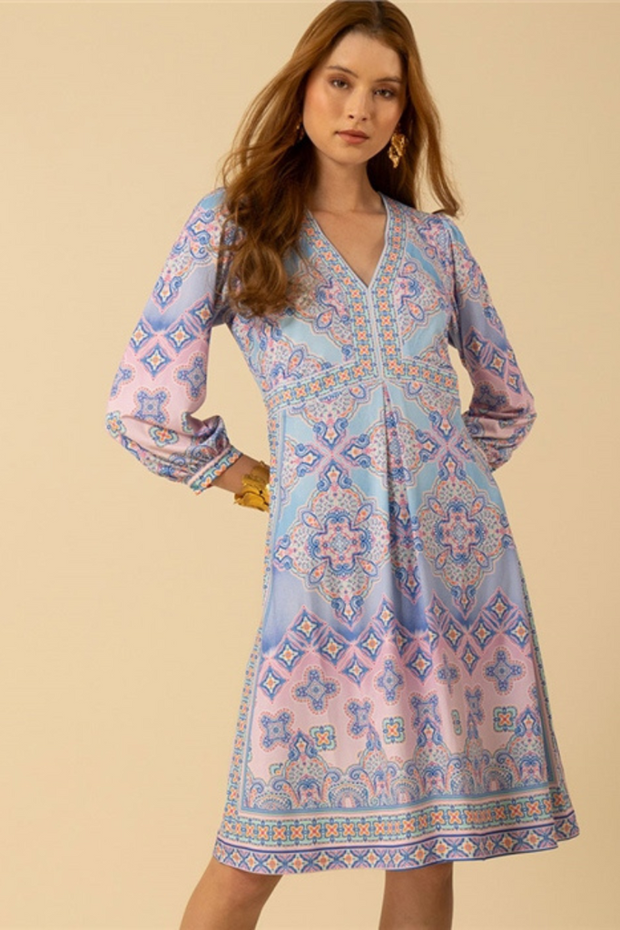 Hale Bob | Sevyn V-Neck Midi Dress | Blue