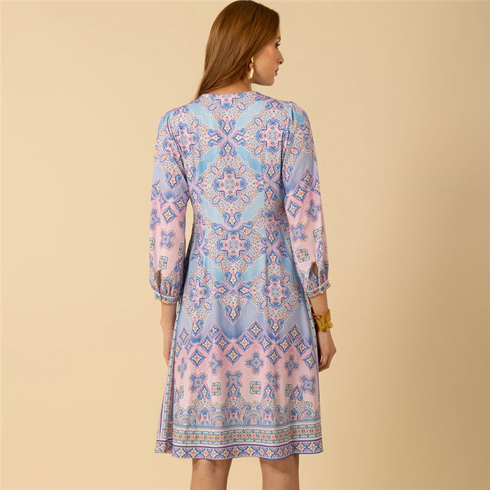 Hale Bob | Sevyn V-Neck Midi Dress | Blue
