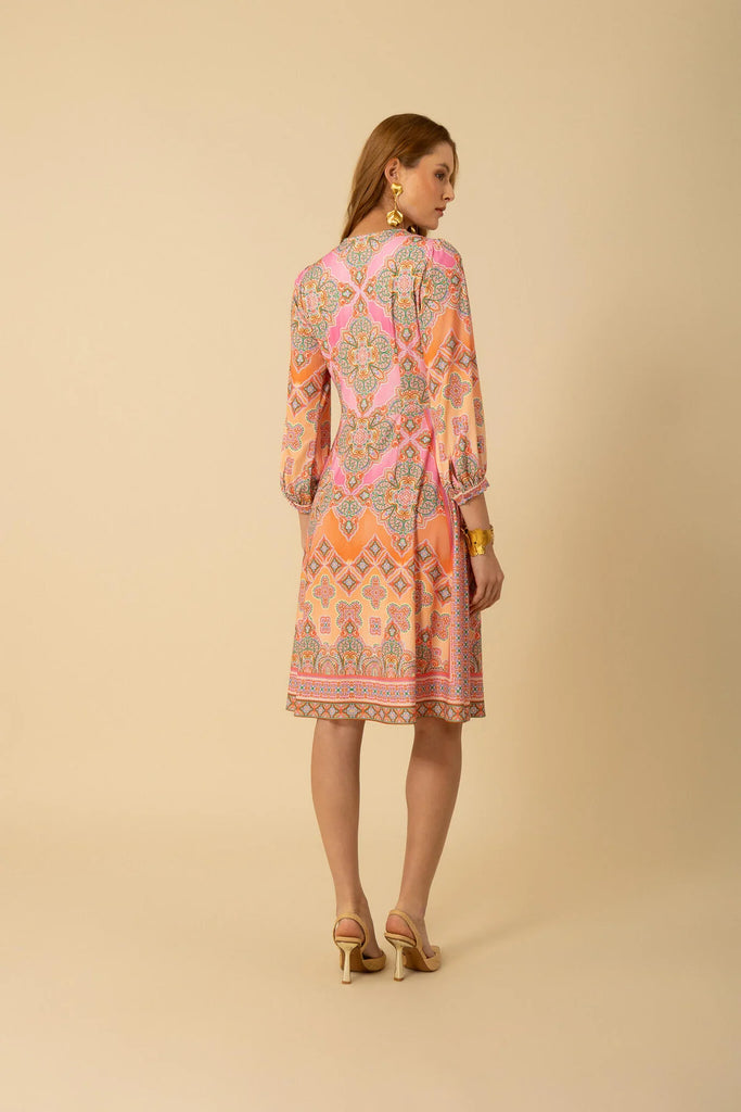 Hale Bob | Sevyn V-Neck Midi Dress | Pink