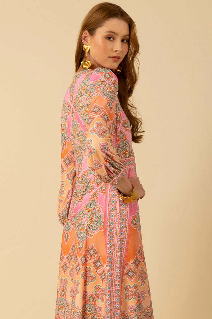 Hale Bob | Sevyn V-Neck Midi Dress | Pink