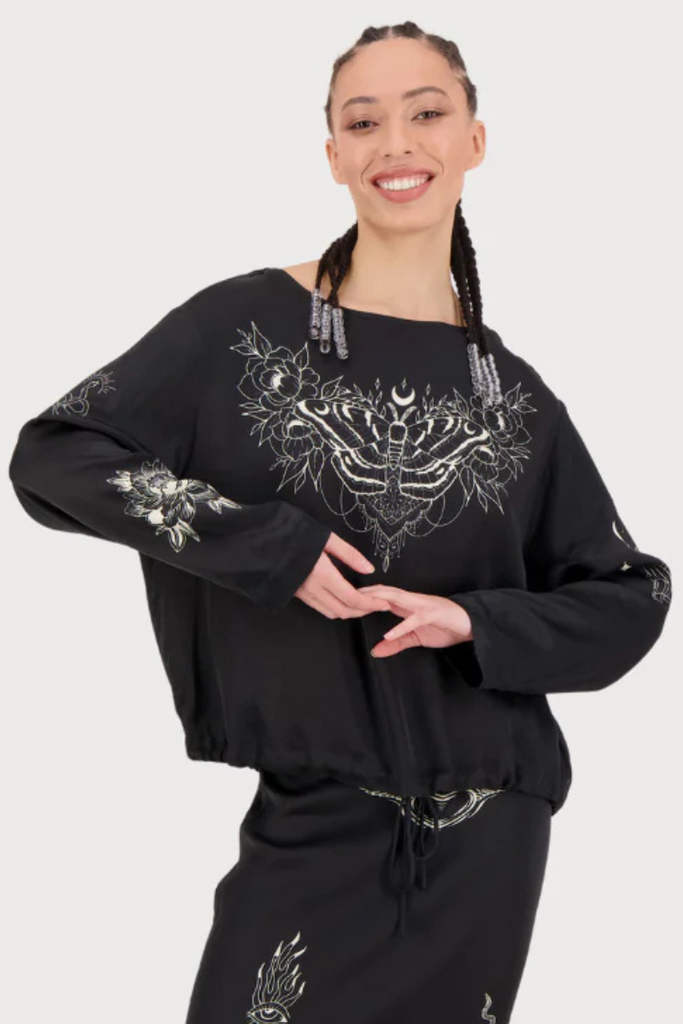 Me369 | Beatrice Blouson Top | Black Magic