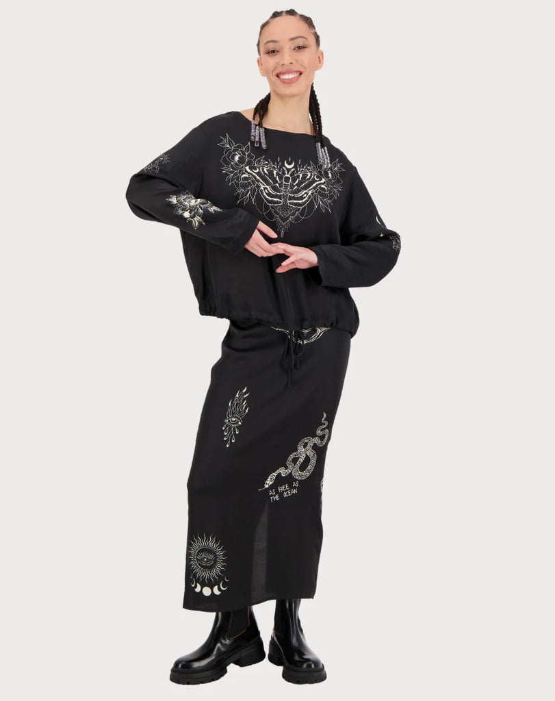 Me369 | Beatrice Blouson Top | Black Magic
