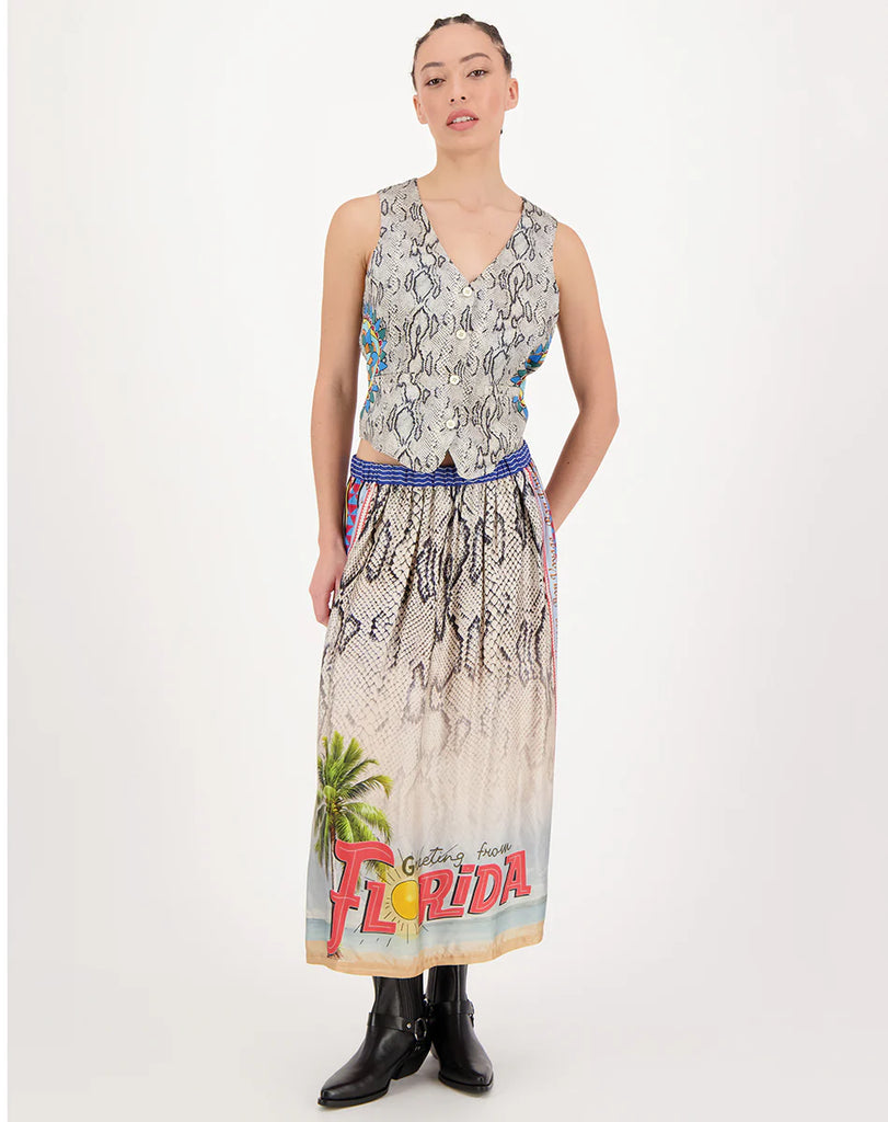 Me369 | Vanessa Printed Midi Skirt | Snake Charmer