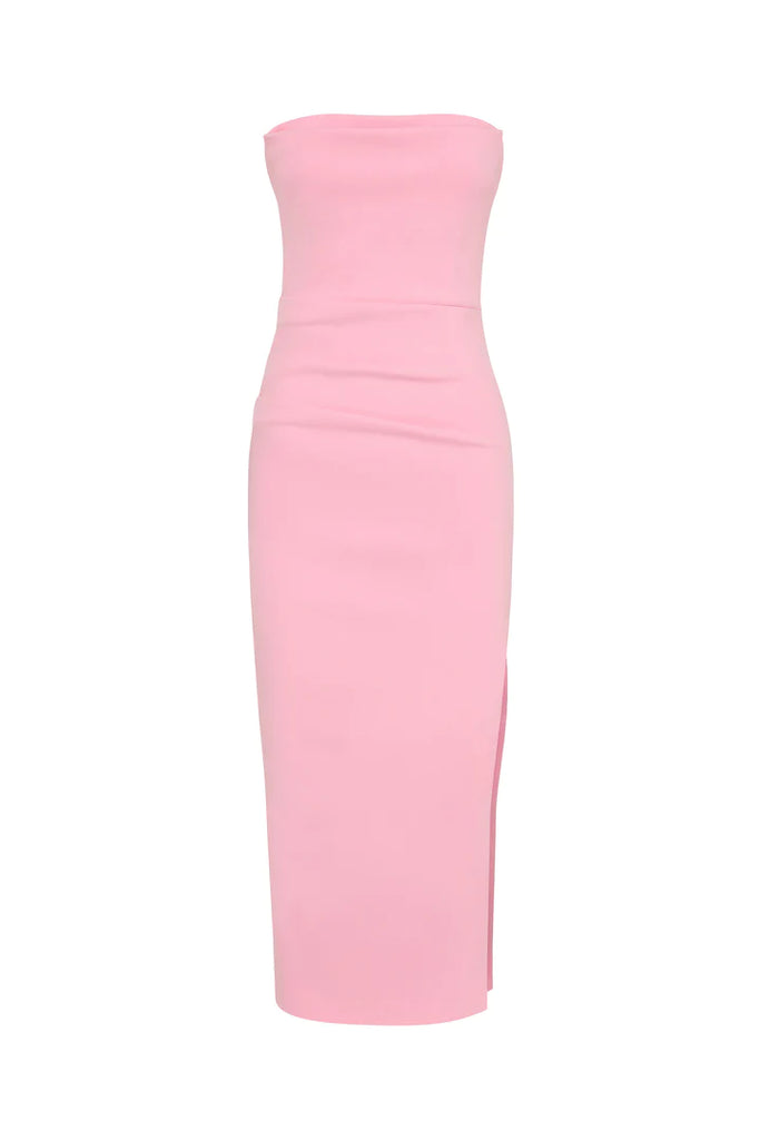 Mossman | Revere Draped Midi Dress | Pink