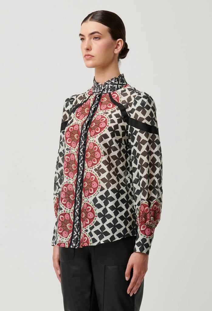 Once Was | Astrid Cotton Silk Contrast Panel Shirt | Country Tapestry