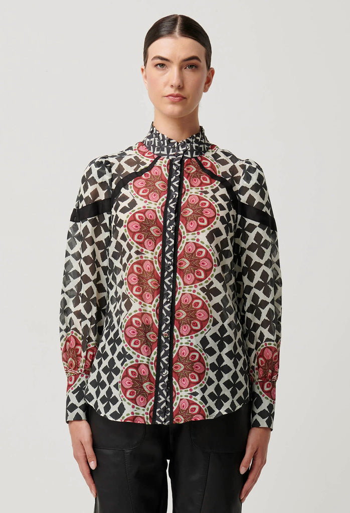 Once Was | Astrid Cotton Silk Contrast Panel Shirt | Country Tapestry