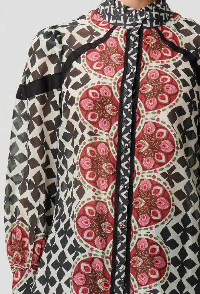 Once Was | Astrid Cotton Silk Contrast Panel Shirt | Country Tapestry