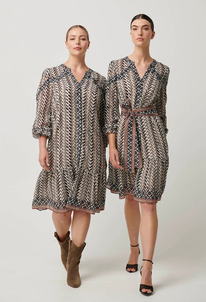 Once Was | Bailey Crinkle Cotton Tie Waist Dress | Bromegrass Print