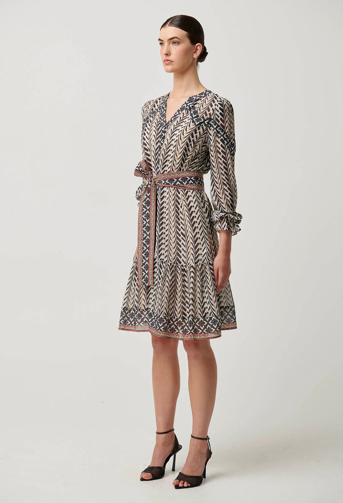 Once Was | Bailey Crinkle Cotton Tie Waist Dress | Bromegrass Print