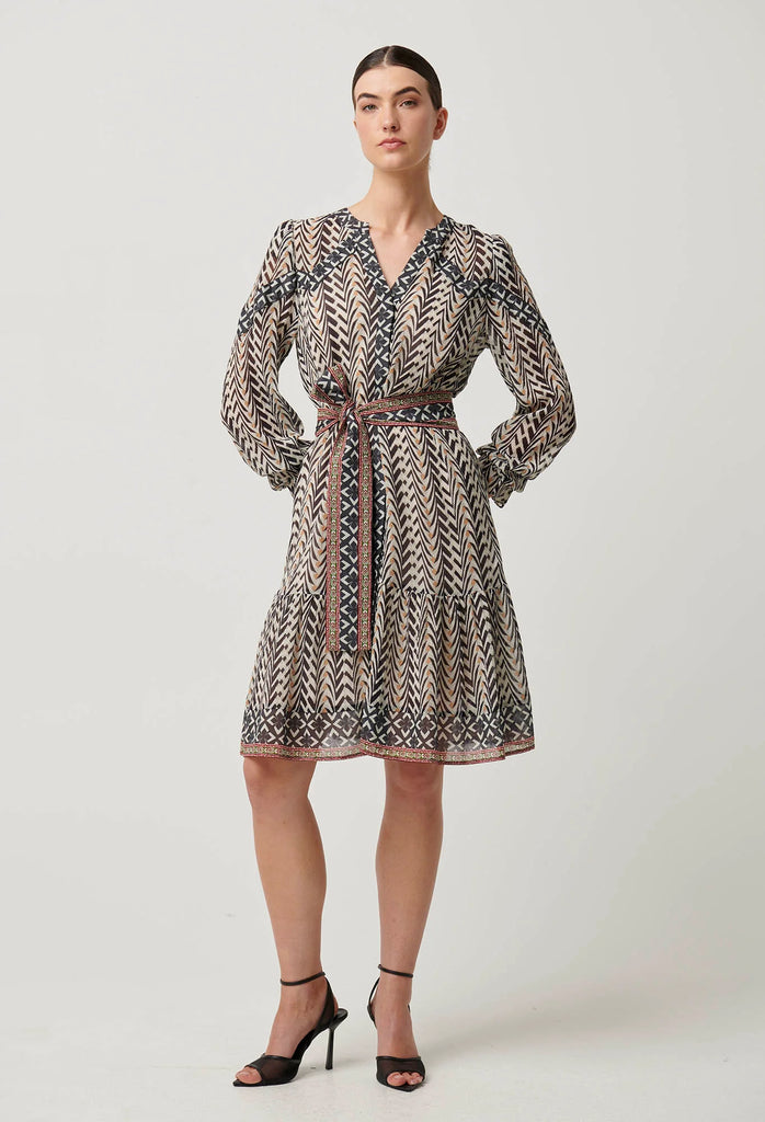 Once Was | Bailey Crinkle Cotton Tie Waist Dress | Bromegrass Print