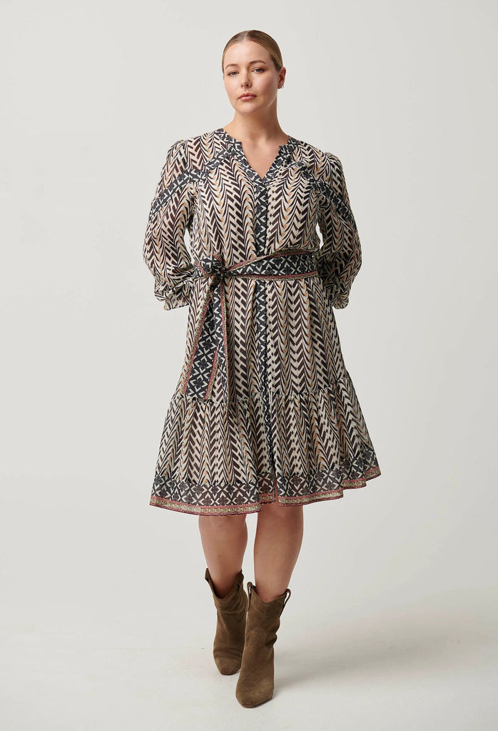 Once Was | Bailey Crinkle Cotton Tie Waist Dress | Bromegrass Print