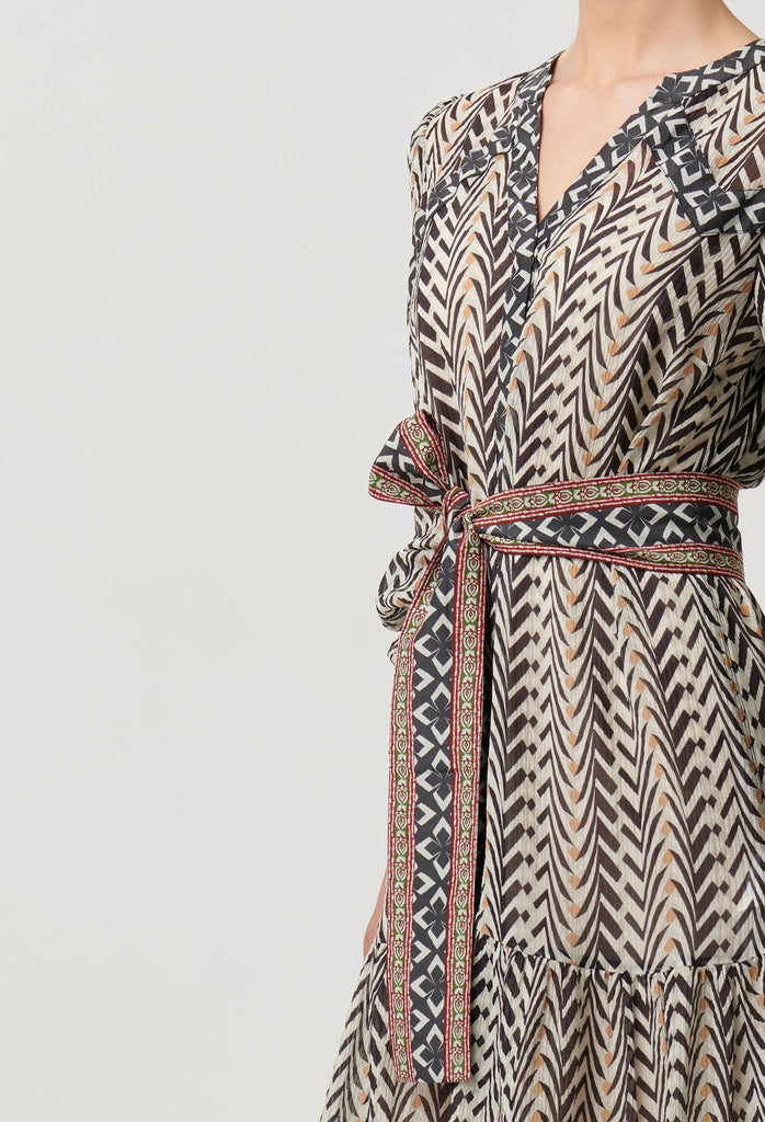 Once Was | Bailey Crinkle Cotton Tie Waist Dress | Bromegrass Print