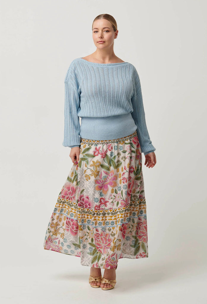 Once Was | Marley Super FIne Merino Braided Pointelle Knit | Cornflower
