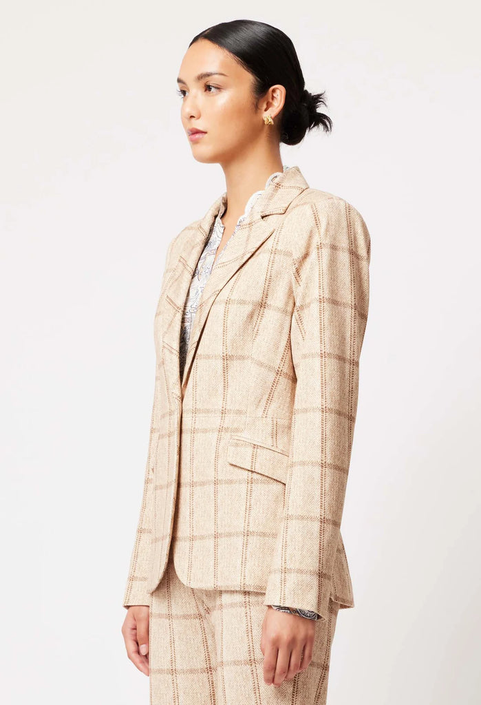 Once Was | Venus Ponte Blazer | Oatmeal Check