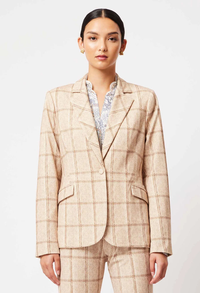 Once Was | Venus Ponte Blazer | Oatmeal Check