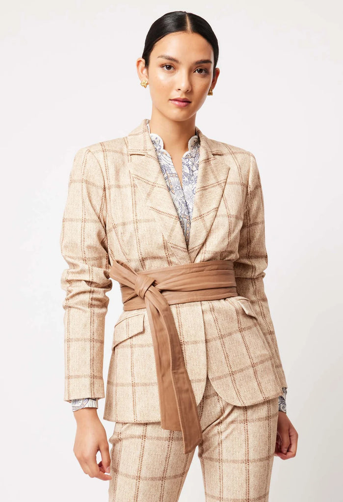 Once Was | Venus Ponte Blazer | Oatmeal Check