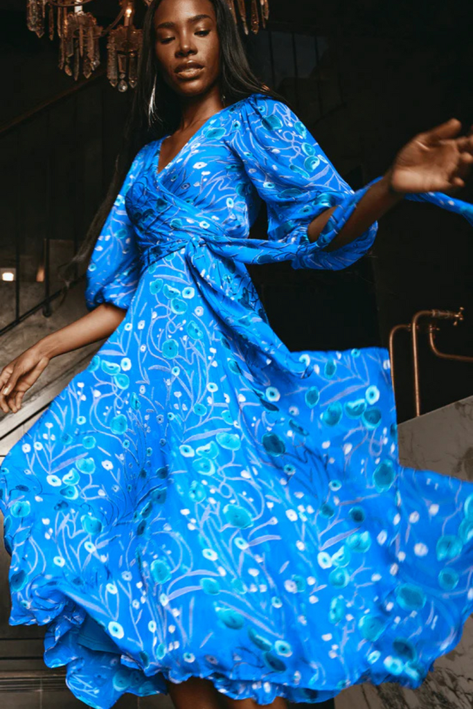 Sacha Drake | Bowerbird Wrap Dress | Periwinkle Poppy