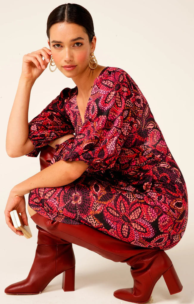 Sacha Drake | Crown Ruby Faux Wrap Dress | Ruby Floral Mosaic