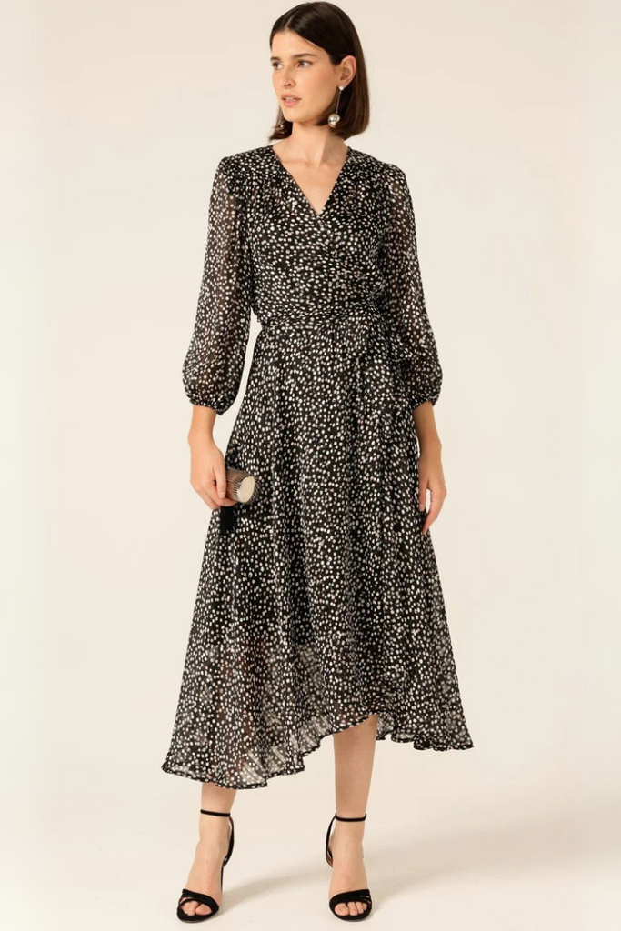 Sacha Drake | Moonlit Maze Wrap Dress | Black White Spot