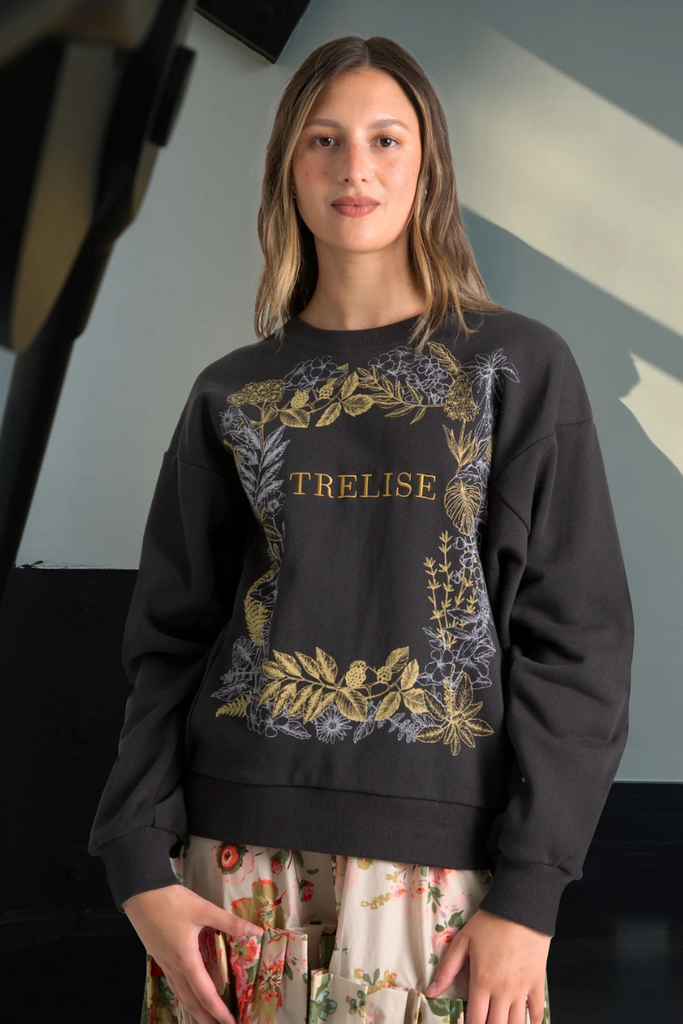 Trelise Cooper | Wreath My Mind Sweatshirt | Black/Bronze
