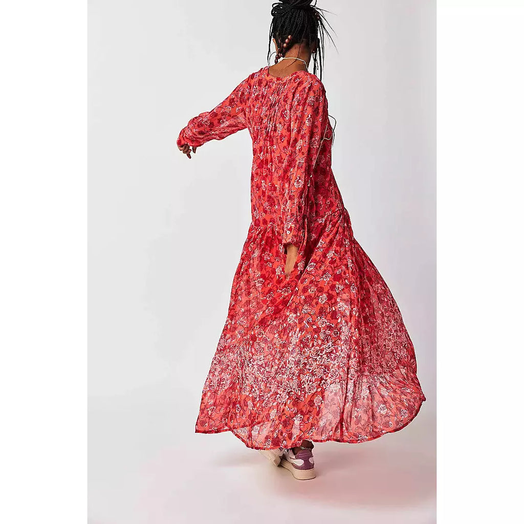 Free People | See It Through Dress | Coral Combo