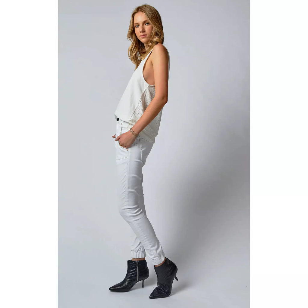 Dricoper | Coated Cuffed White Jeans