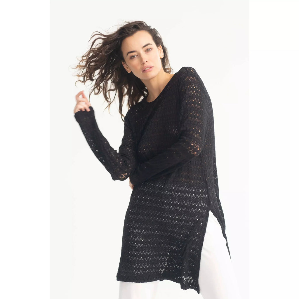 Mela Purdie | Maxi Sweater | Crochet Lace | Black